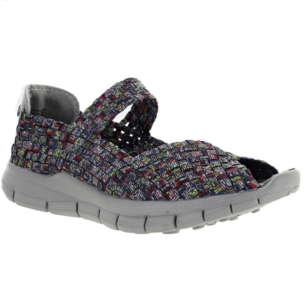 NWT Bernie Mev‎ Comfi Memory Foam Flats Kids' Colorful Woven Sandals size 6 -6.5